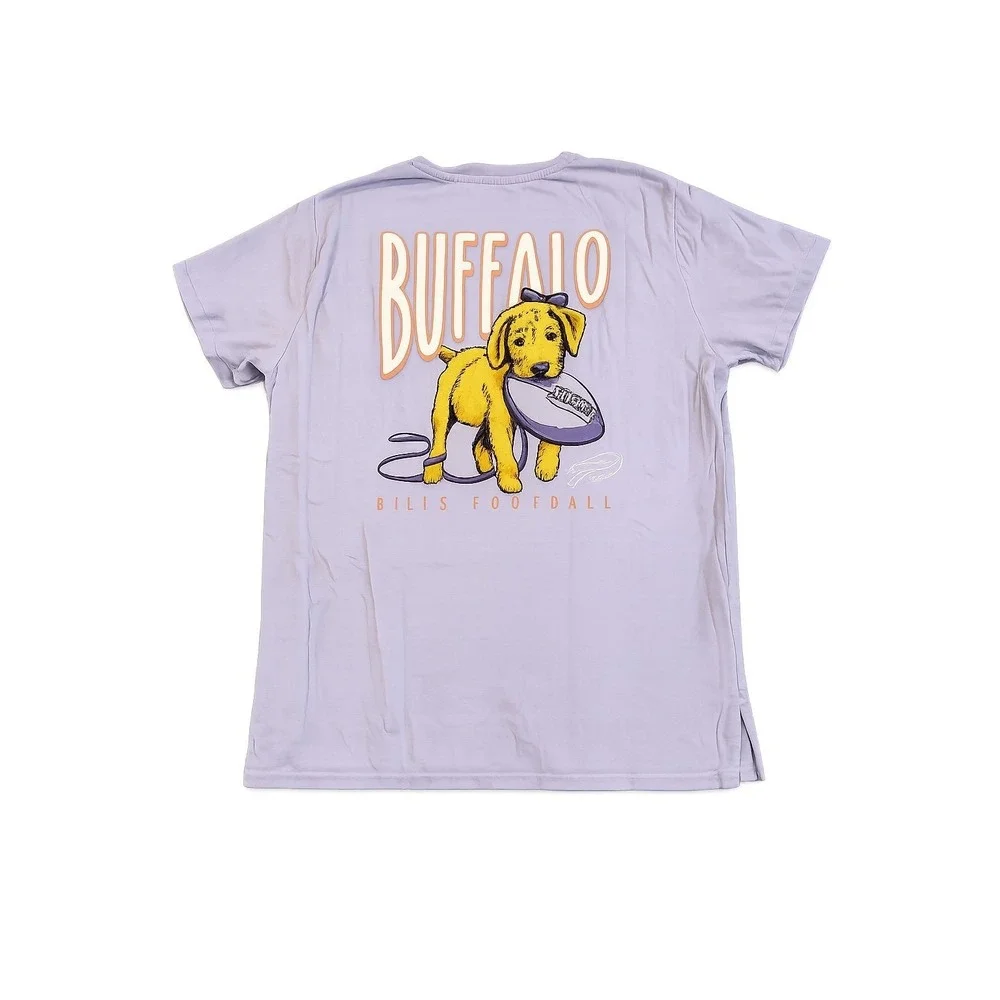 Buffalo Bills NFL Team Apparel Lavender Purple Labradoodle Pocket Tshirt (Large)